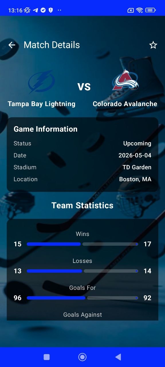 Match schedule screen